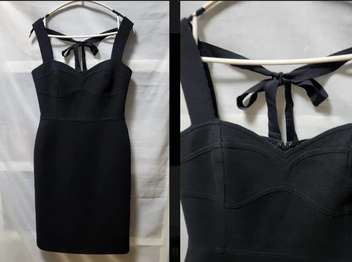 럭키슈에뜨 블랙 뷔스티에 미디 원피스 상품이미지1