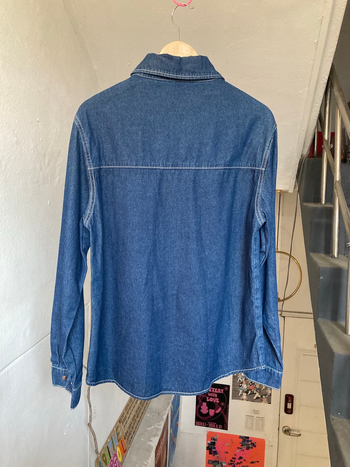 웨스턴 똑딱이 단추 데님 셔츠 상품이미지5