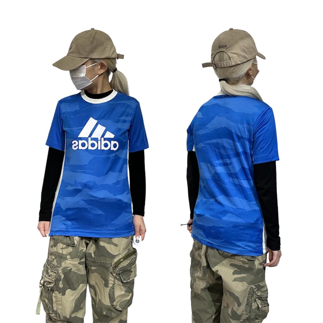 아디다스 블루 빅 로고 스포티 블록 코어 반팔 티셔츠 상품이미지1