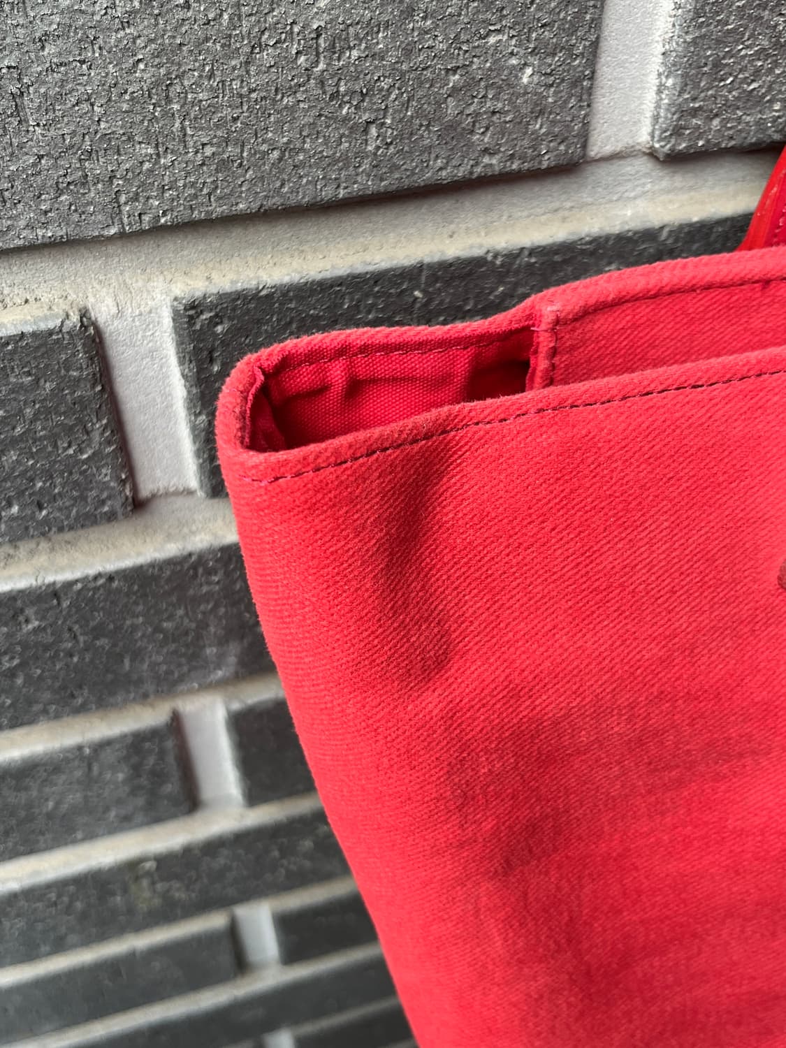 00s Courreges 꾸레쥬 더블 로고 펜던트 토트백 레드 상품이미지6