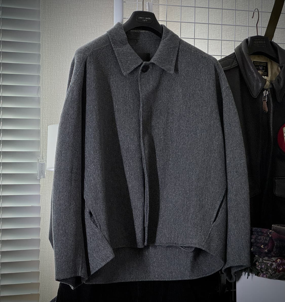 [LE17SEPTEMBRE] 울 미니멀 쇼트 블루종 (멜란지 그레이) 상품이미지3