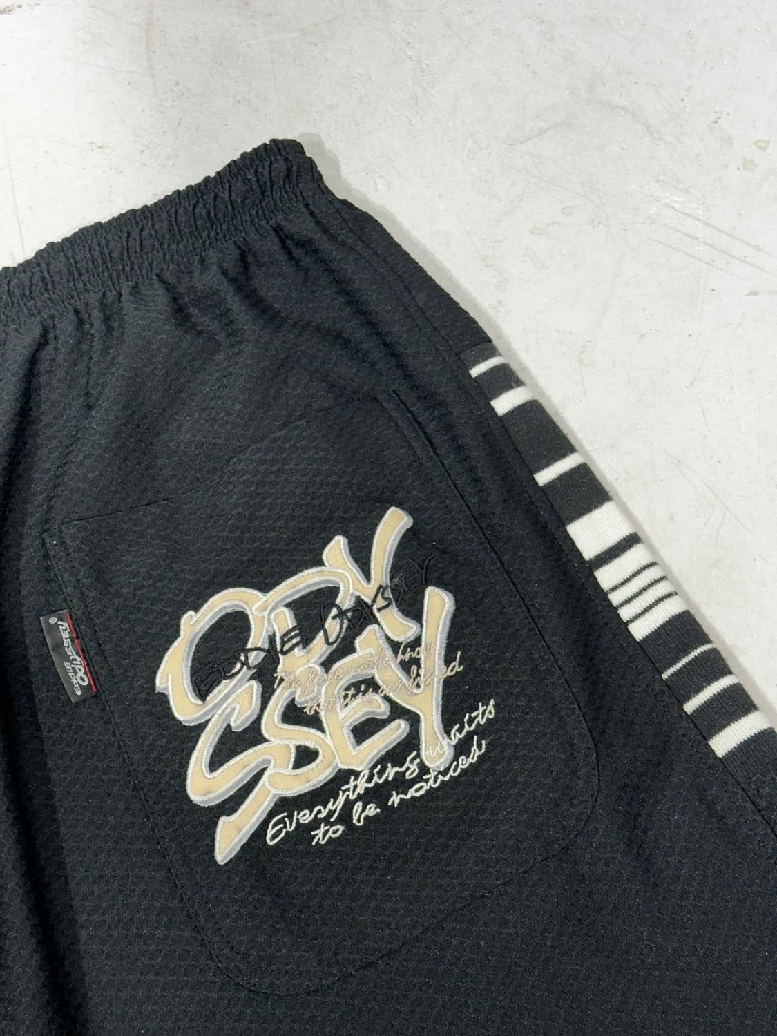 일본 빈티지 블랙 자수 포인트 힙합 새깅 추리닝 바지 트레이닝 팬츠 L 상품이미지6