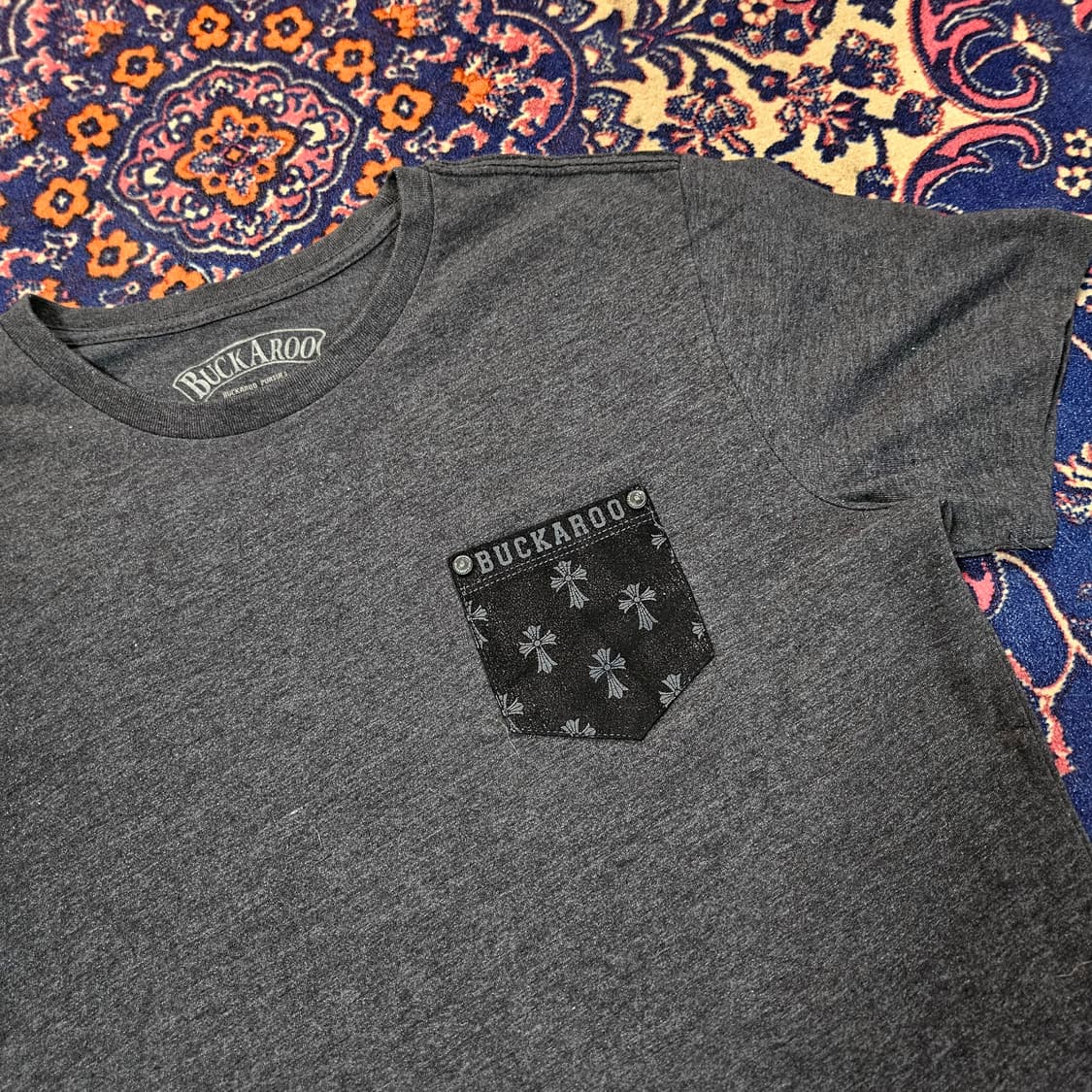 버커루(BUCKAROO) y2k 슬림 포켓 라운드 반팔티셔츠 XL 상품이미지3
