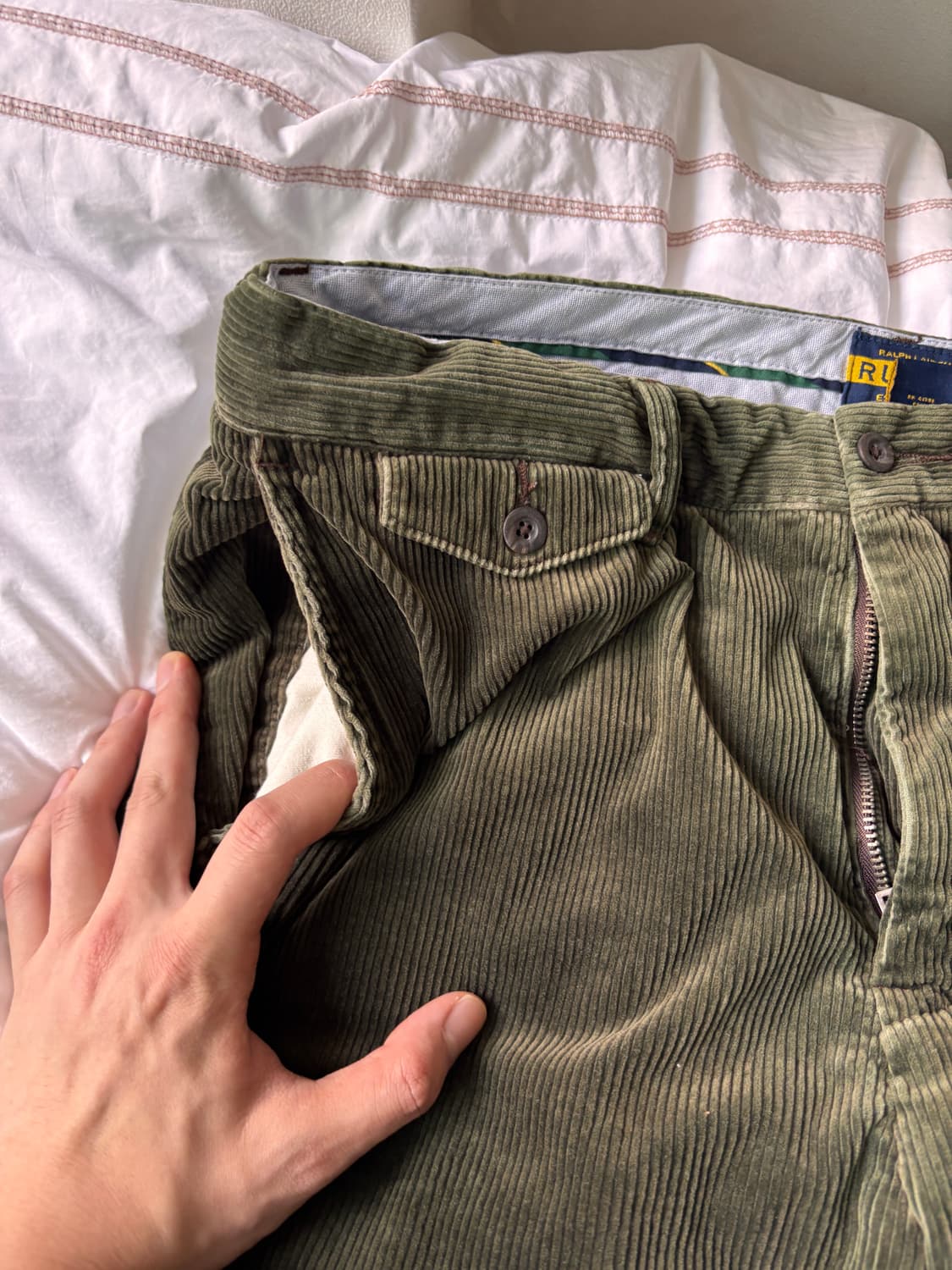 요즘 코듀로이랑은 격이 다른, 빈티지 폴로 럭비라인 올리브 팬츠 34 상품이미지2