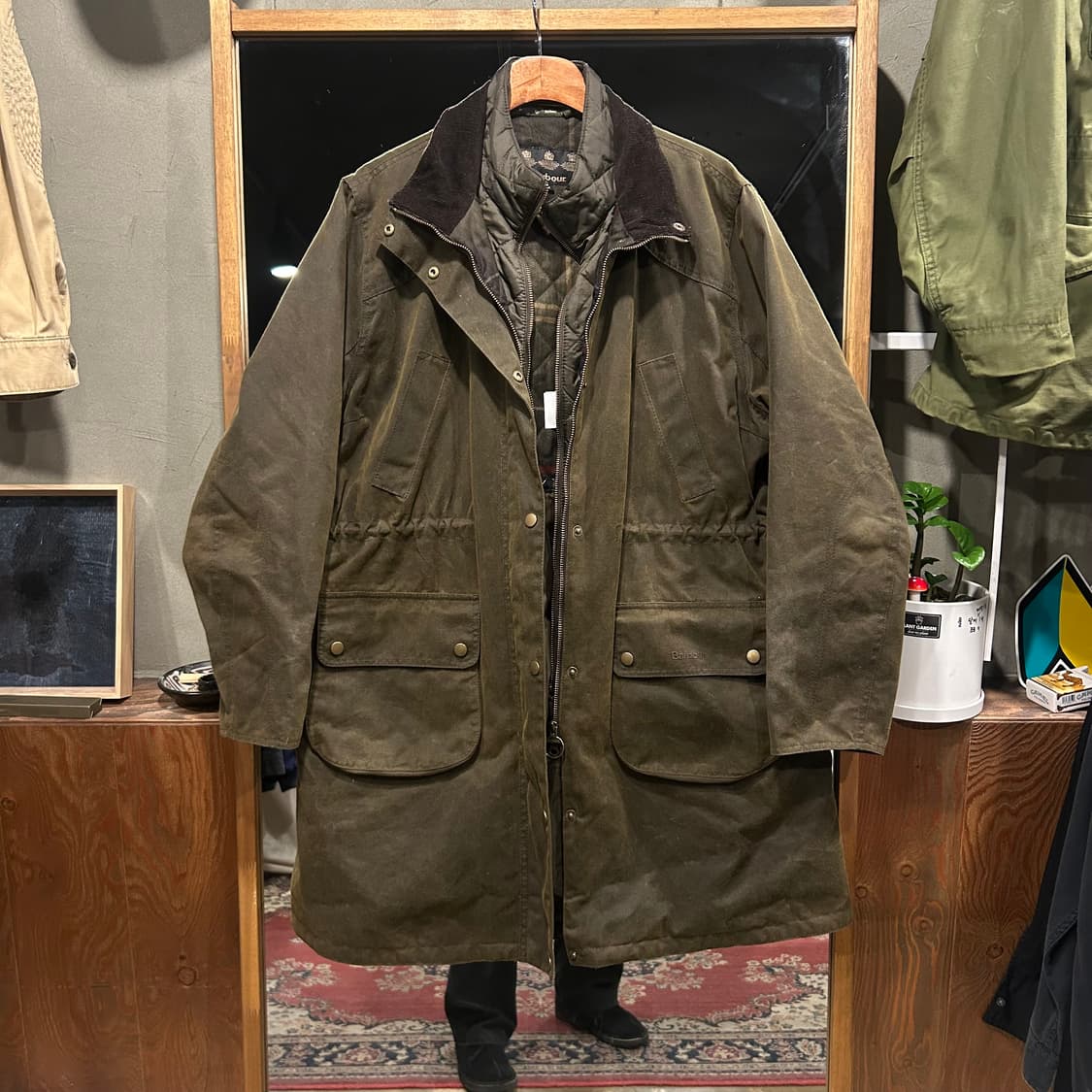 XL) 바버 스런턴 왁스 자켓 올리브 그린 상품이미지1
