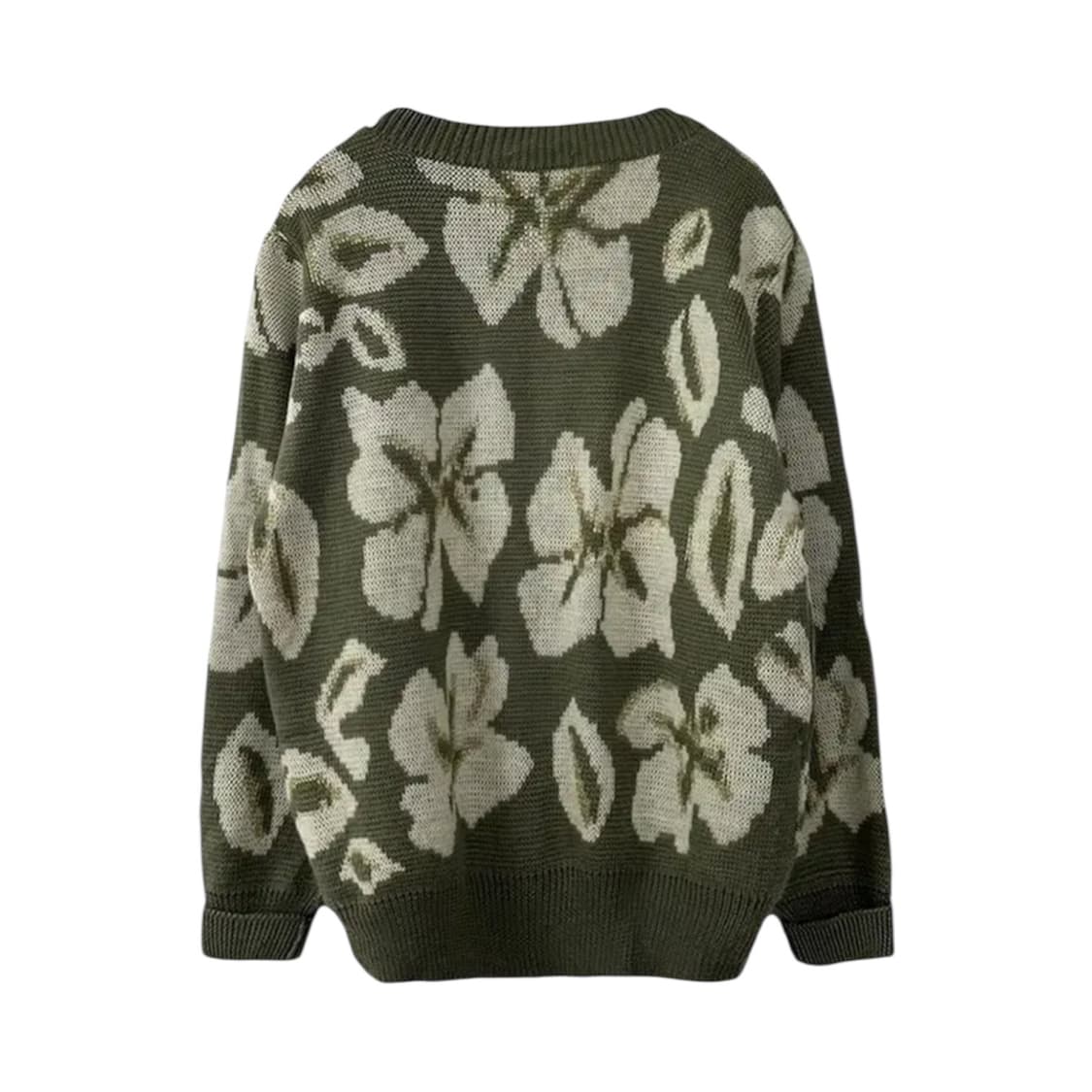 Khaki Flower-Patterned Wool Cardigan 상품이미지4