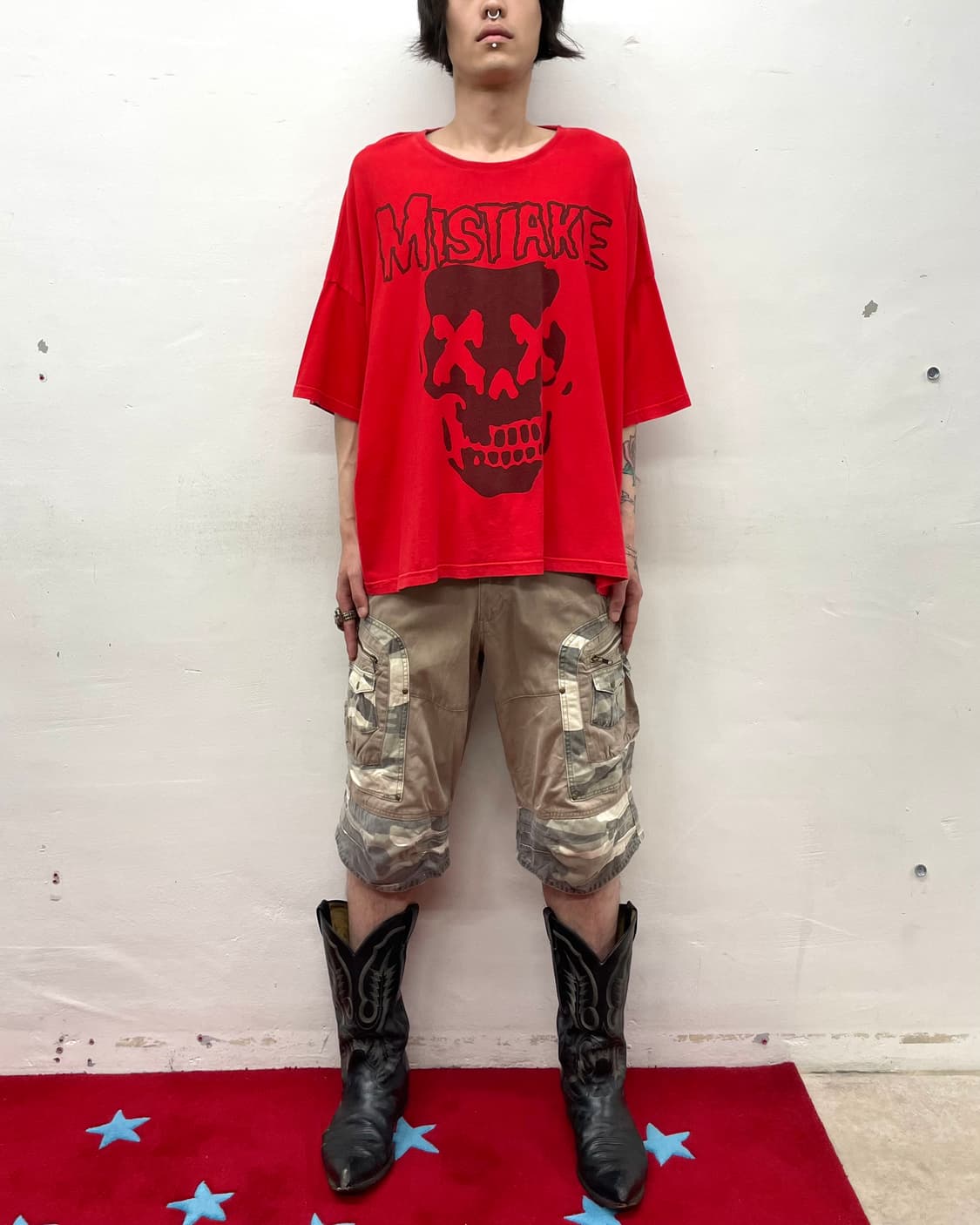 Big Skeleton Missake Loose Red T-shirt 상품이미지3