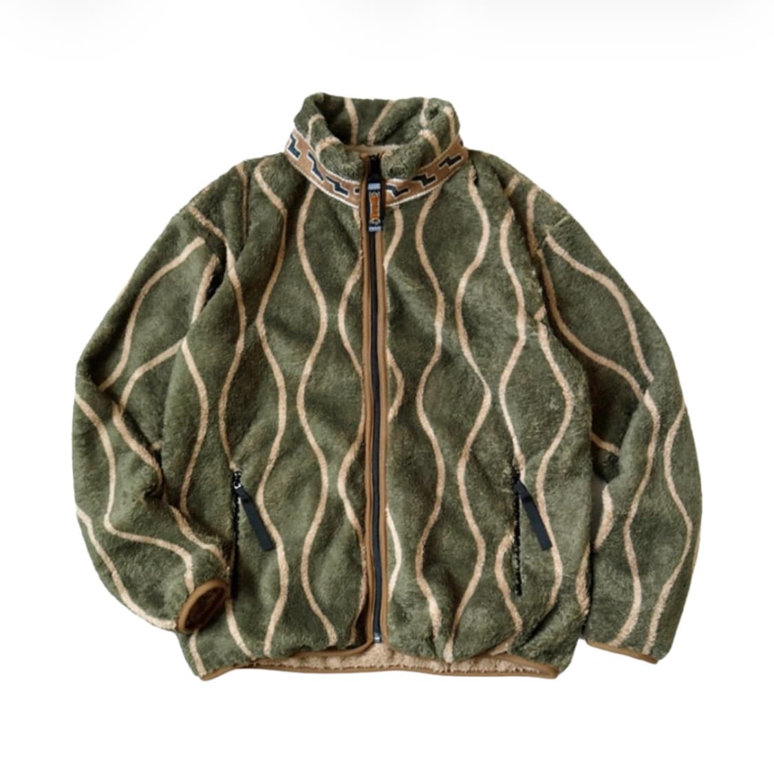 캐피탈 드렁큰 스트라이프 플리스 집 블루종 카키 4 상품이미지1