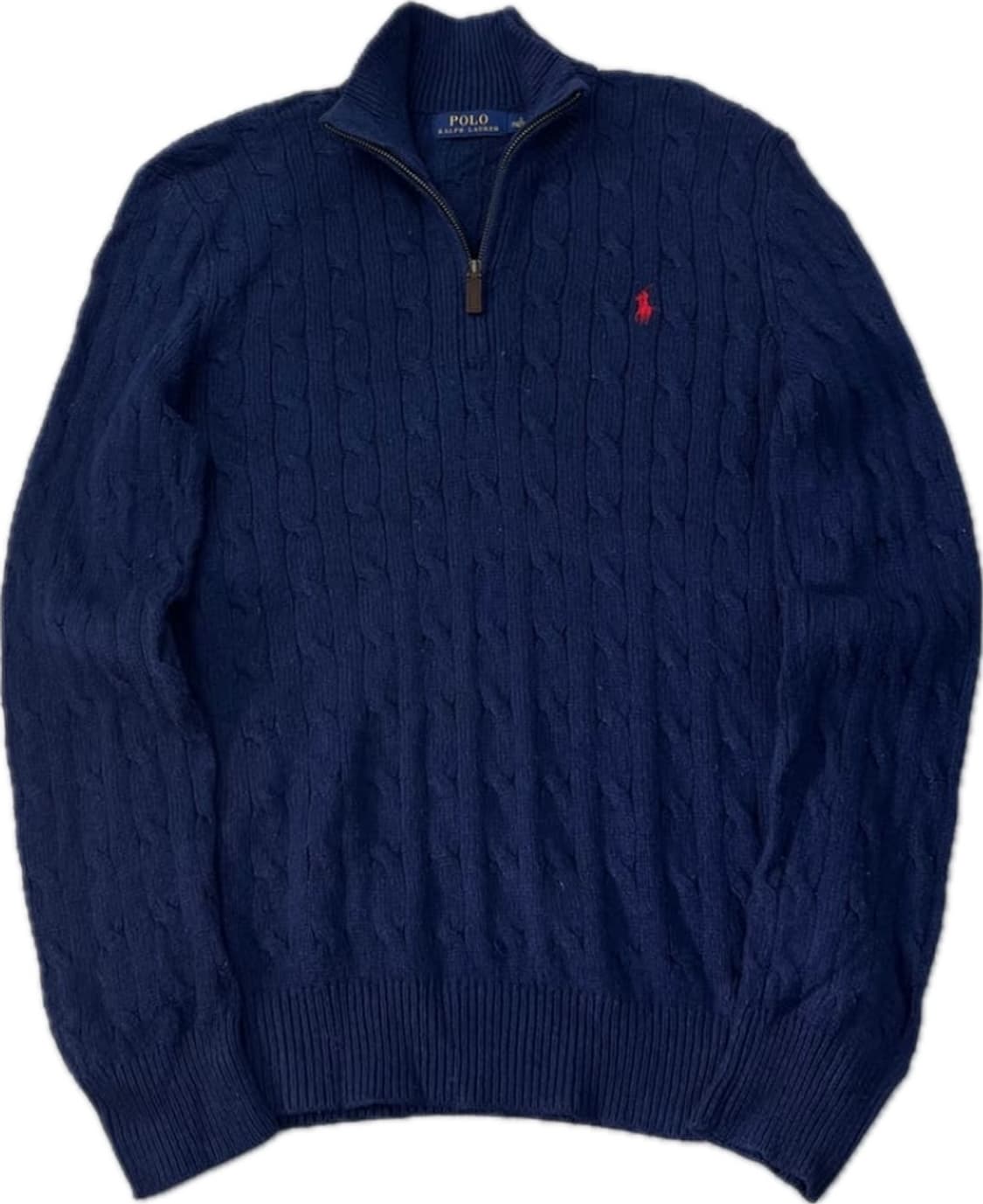 95 폴로 네이비 꽈배기 반집업 니트 상품이미지1