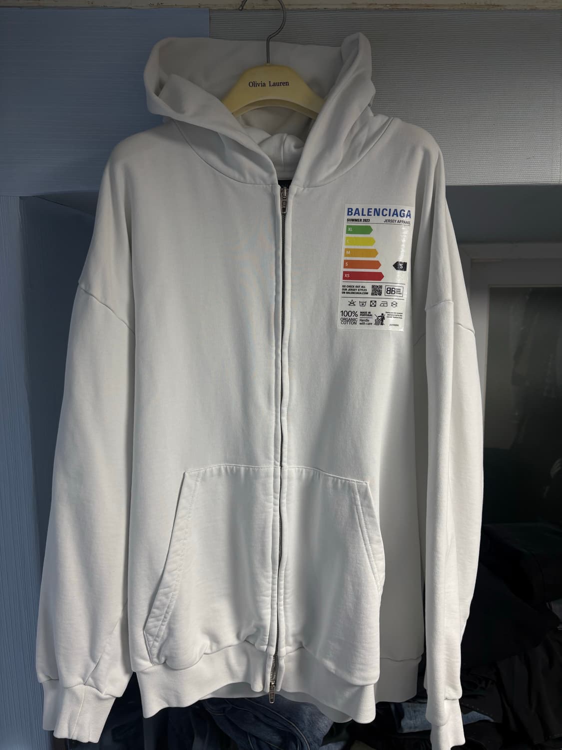 발렌시아가 에너지 레벨 화이트 후드집업 스몰핏 M 상품이미지1