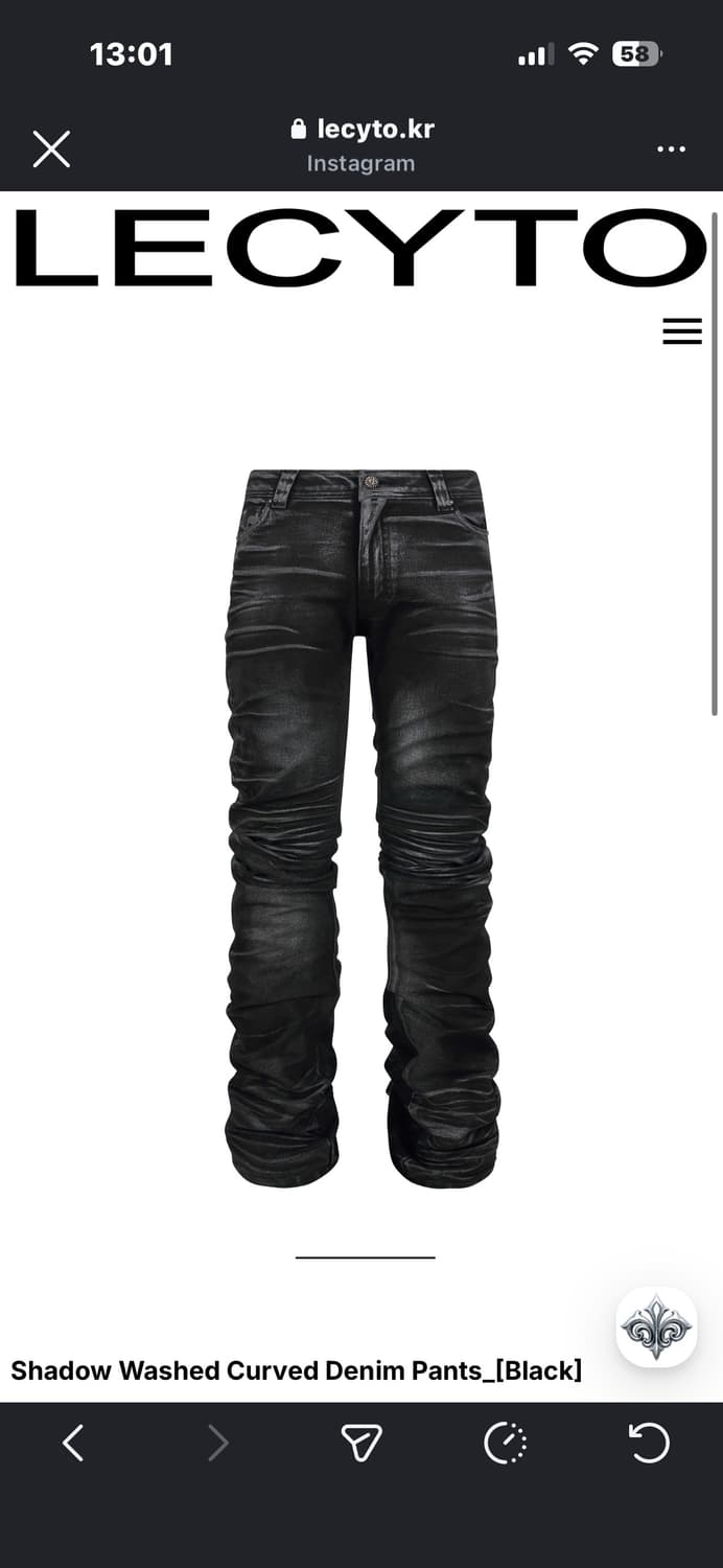 Lecyto 레씨토 쉐도우 와시드 커브드 데님팬츠 구해요 상품이미지1