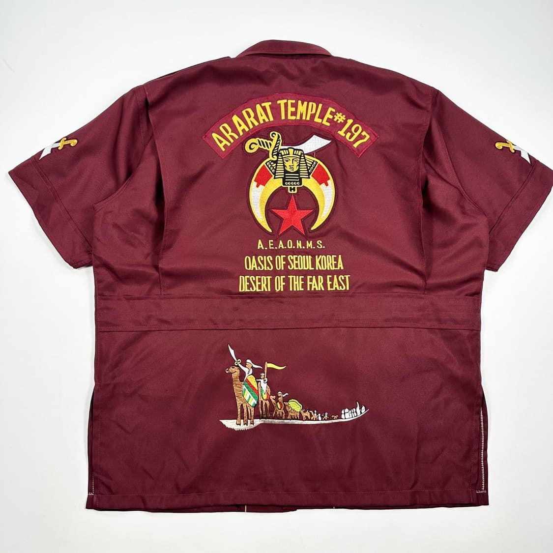VTG 빈티지 이집트 버건디 박시 반팔 셔츠 (XXXL) 상품이미지3