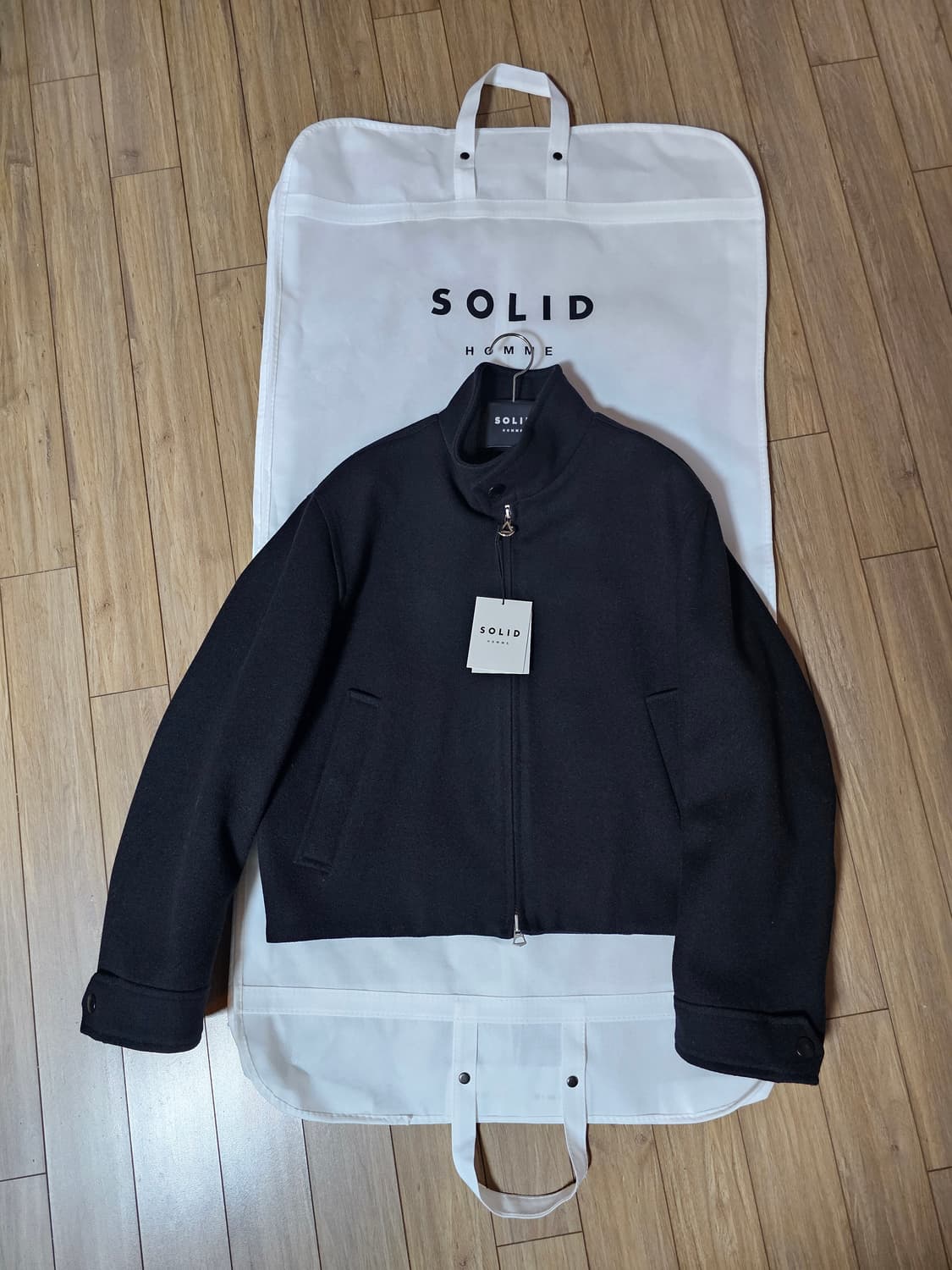 솔리드옴므 명작 하이넥 울 크롭자켓 블랙 46 상품이미지5