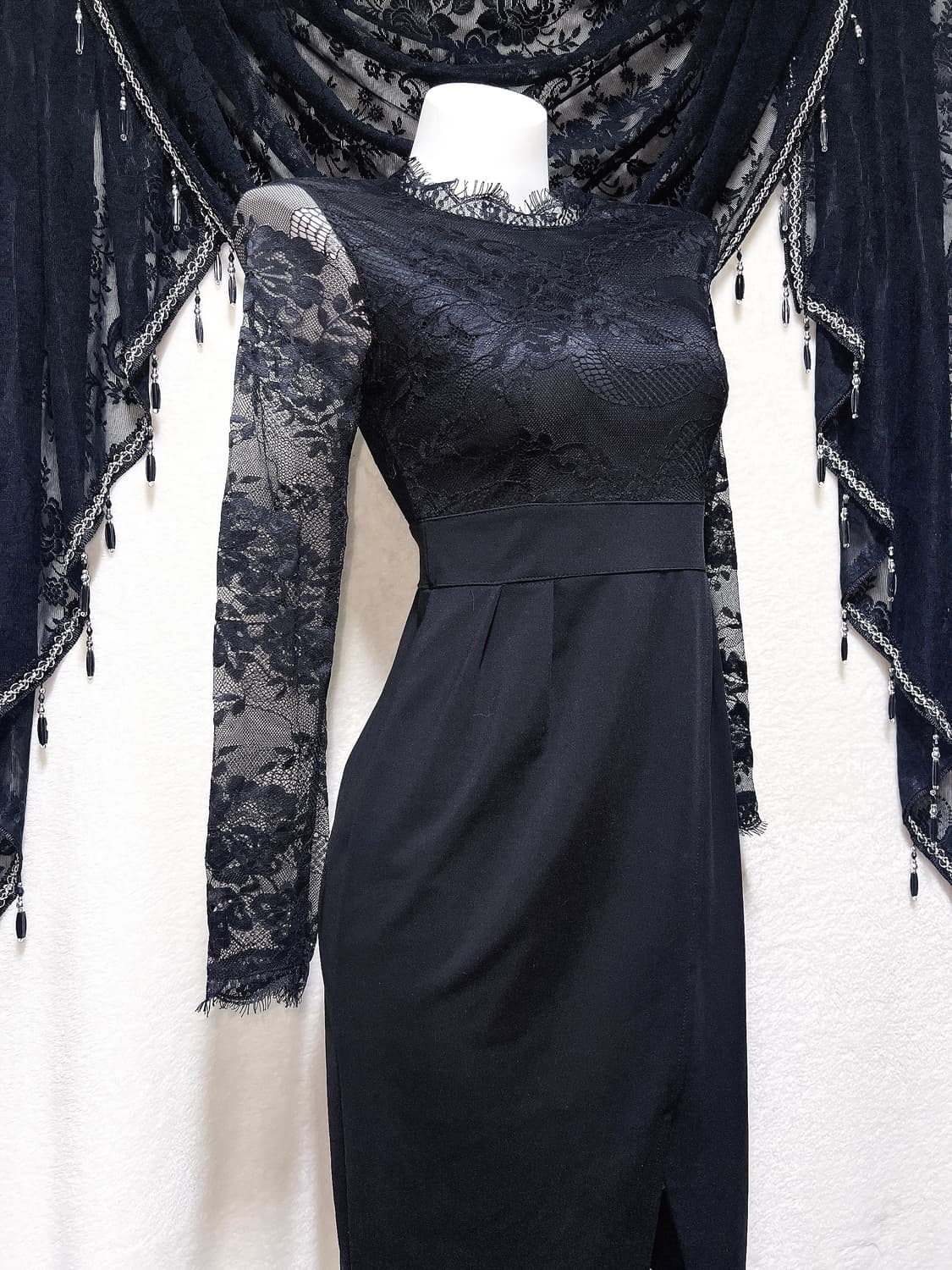 로맨틱고딕 고스로리 펑크 블랙 레이스 시스루 원피스 파티드레스 연말 핀터 상품이미지4