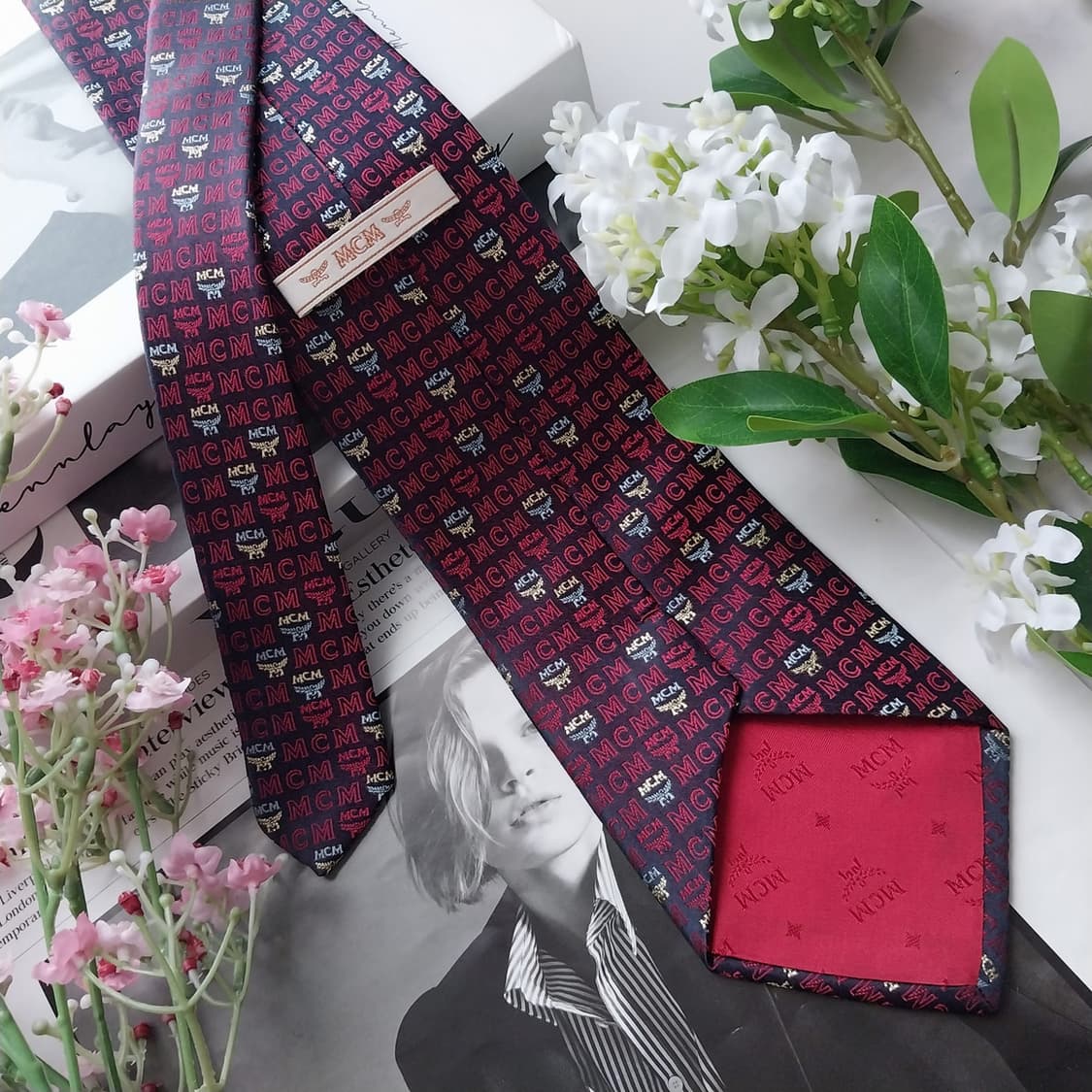 MCM 실크 퍼플 로고 올오버 넥타이 9.3cm A+등급 K1463
 상품이미지6