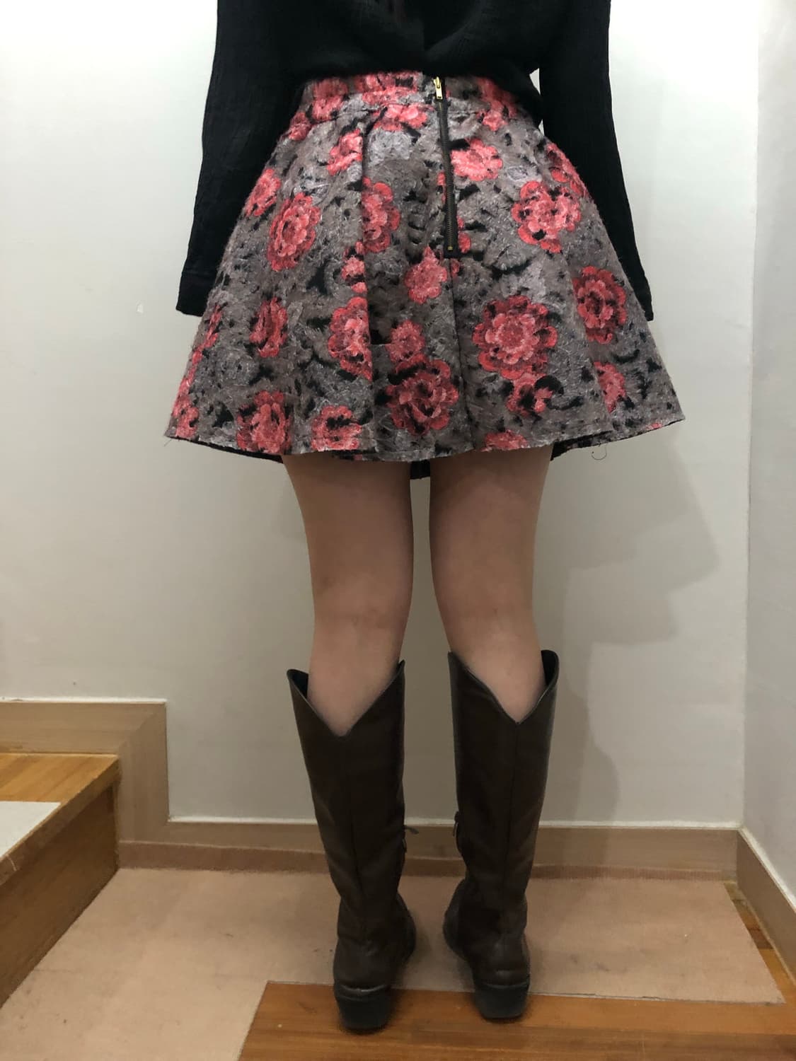 빈티지 그레이 플라워 미니 스커트 상품이미지8