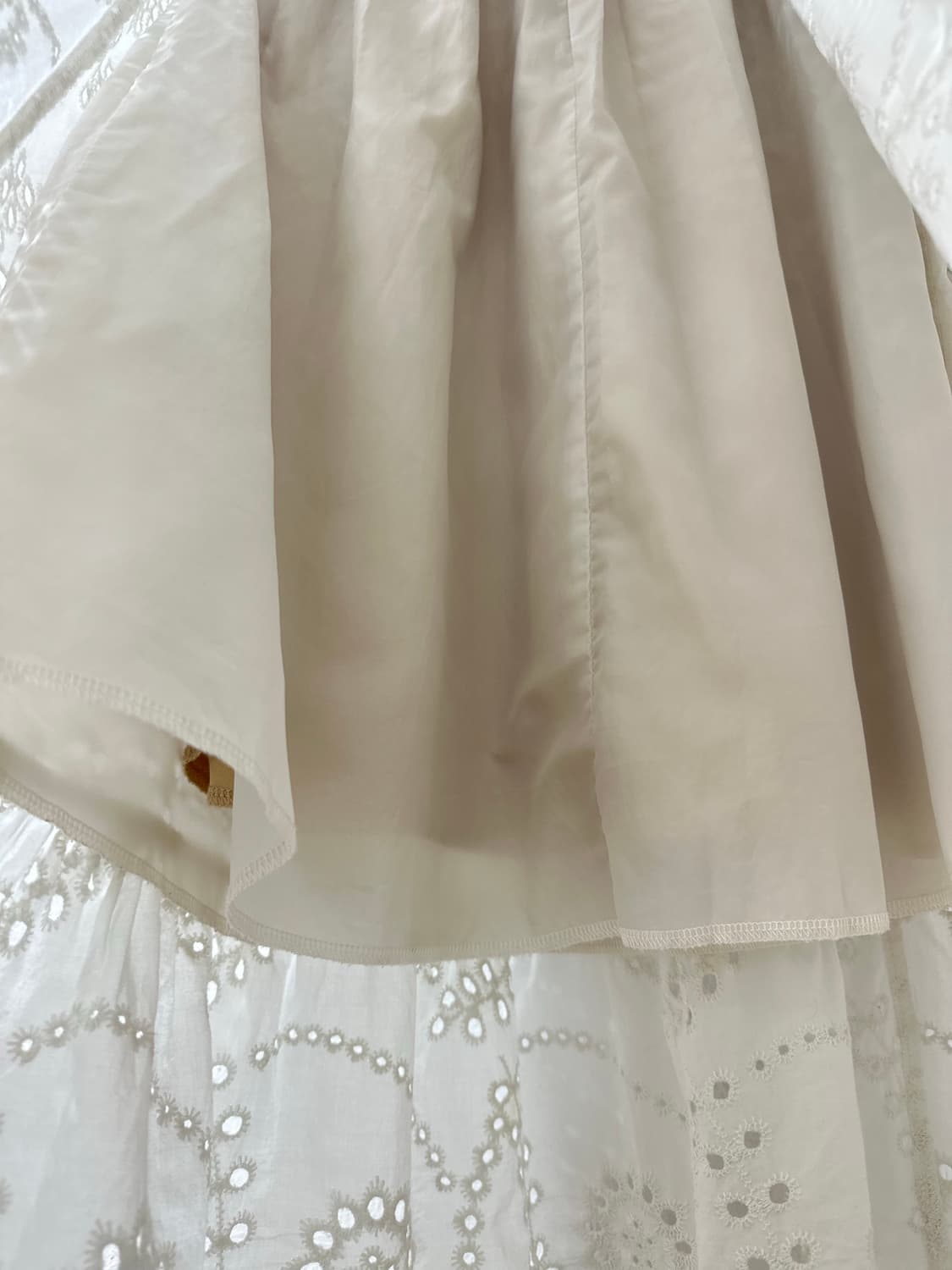 일본빈티지 펀칭 아일렛 플라워 자수 티어드 밴딩 롱 스커트 상품이미지6