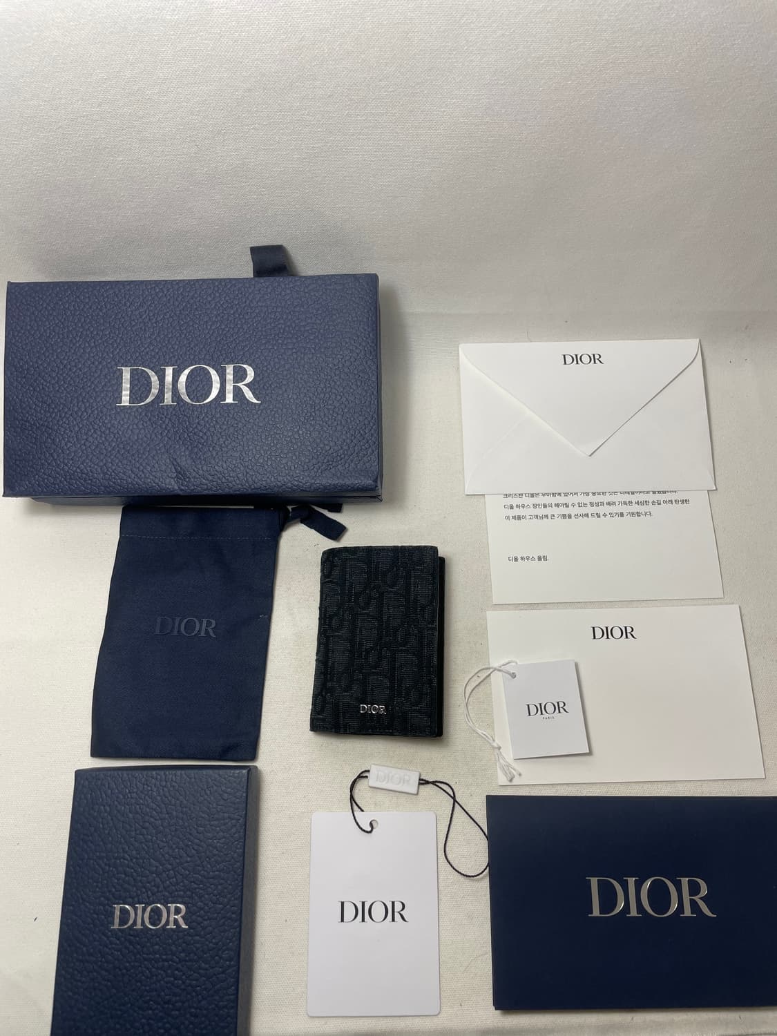[새상품급,풀구성] 디올 오블리크 자카드 버티컬 2단 카드지갑 블랙 상품이미지1