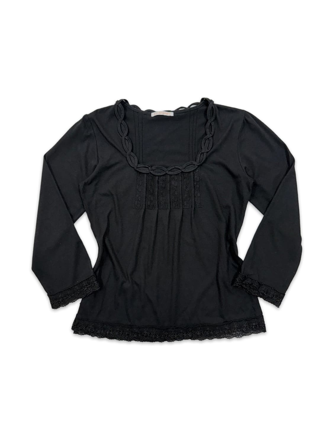 빈티지 블랙 레이스 긴팔티 상품이미지1