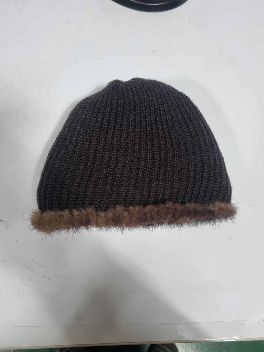 리얼 밍크퍼 니트 안감 비니모자 다크브라운 여성용 상품이미지3