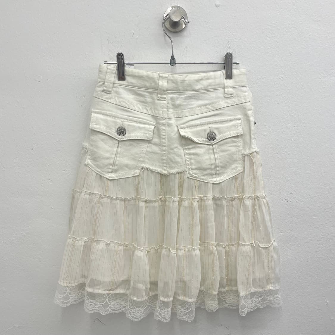 denim waist chiffon skirt 상품이미지2