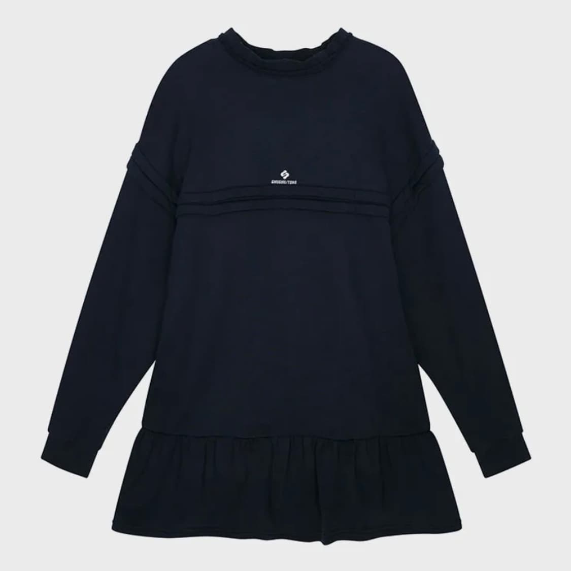 [6,8,10]슈슈통 26ss Wave 레이스 프릴 드레스/네이비 상품이미지2