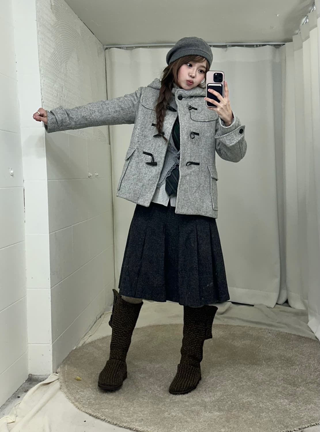 그레이 니혼진 프레피 딱붙 레이스 블레이저 코디세트 상품이미지1