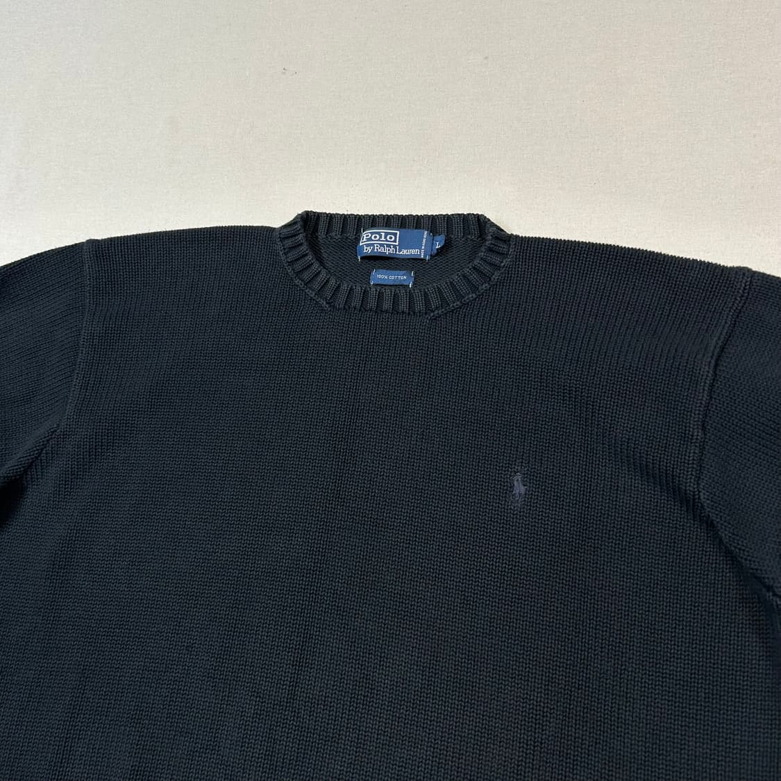 L) 폴로 랄프로렌 헤비코튼 라운드넥 니트 블랙 상품이미지3