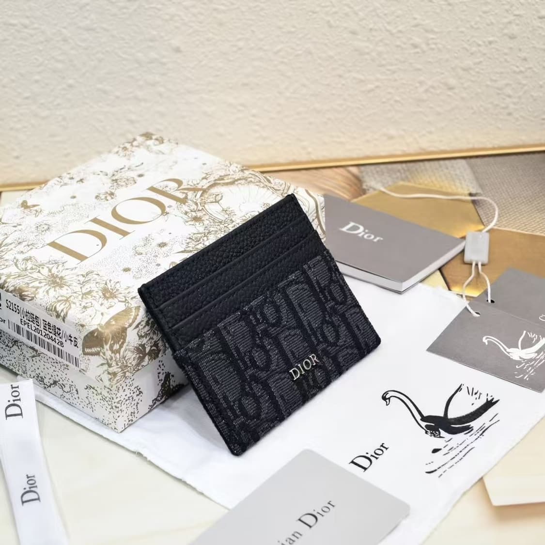 디올 카드 홀더 블랙 디올 오블리크 자카드 상품이미지1