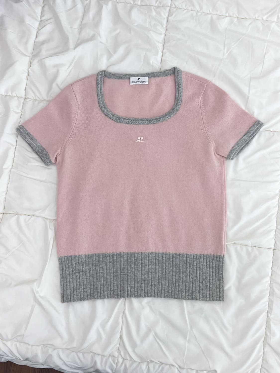 courreges / 꾸레쥬 핑크&그레이 울 캐시미어 니트   상품이미지3