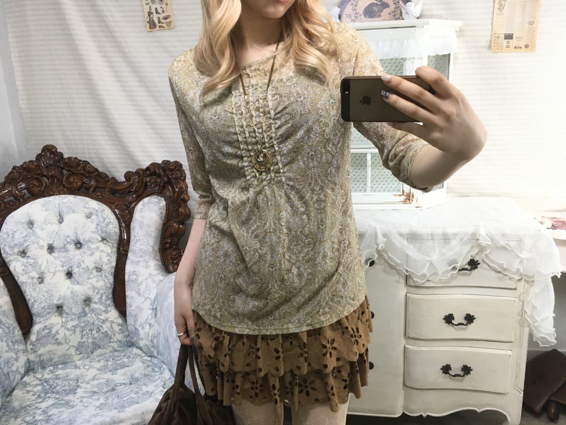 빈티지 오리엔탈 패턴 프릴 블라우스 상품이미지3