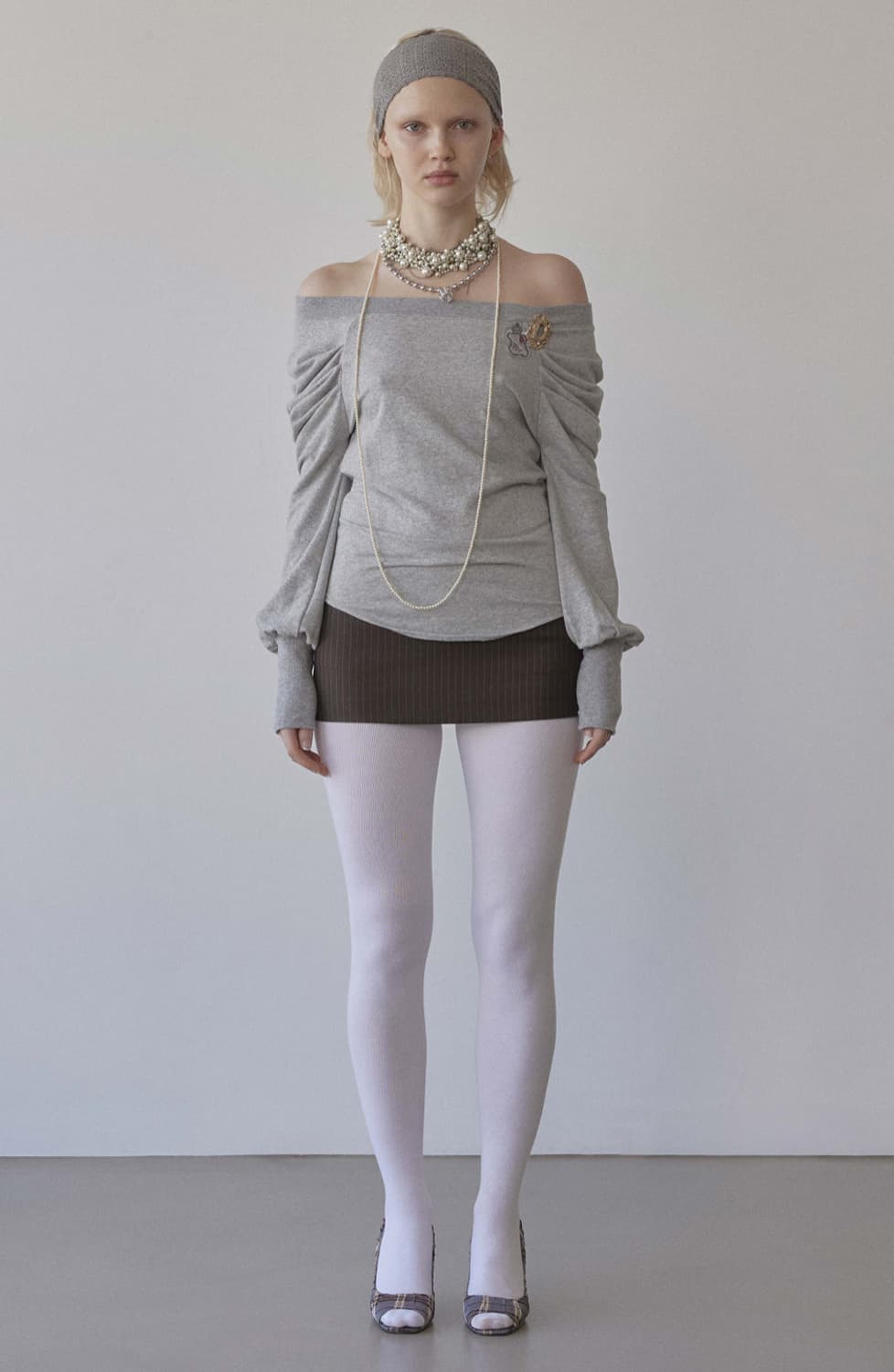 Princess off shoulder tee melange gray s 상품이미지1