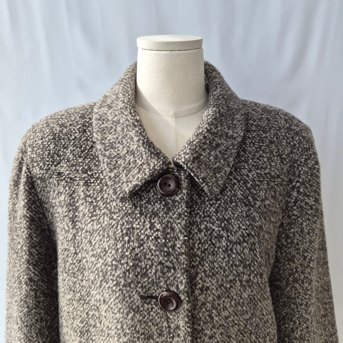 CINAMON 울100% 브라운믹스 부클 하프코트 상품이미지4