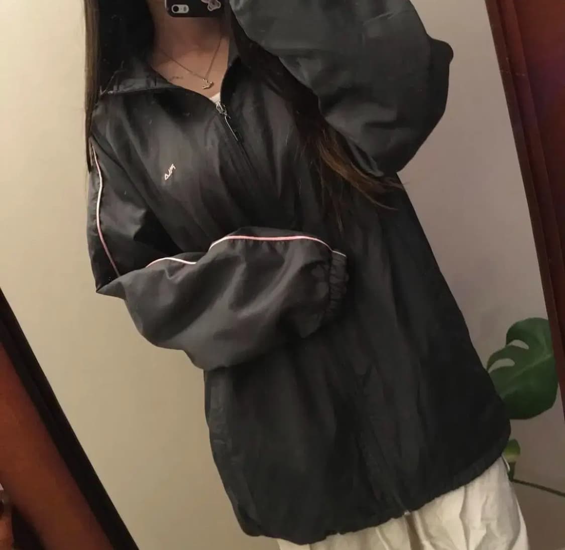 빈티지 스포티 휠라 회색핑크 점퍼 상품이미지2