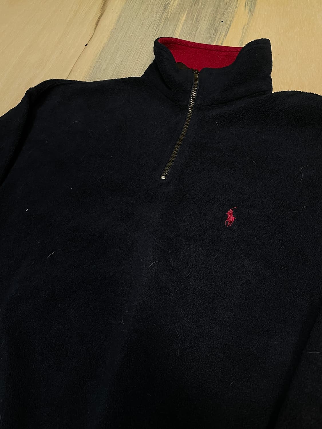 폴로 랄프로렌 다크 네이비 뽀글이 후리스 반집업 맨투맨 L 상품이미지3