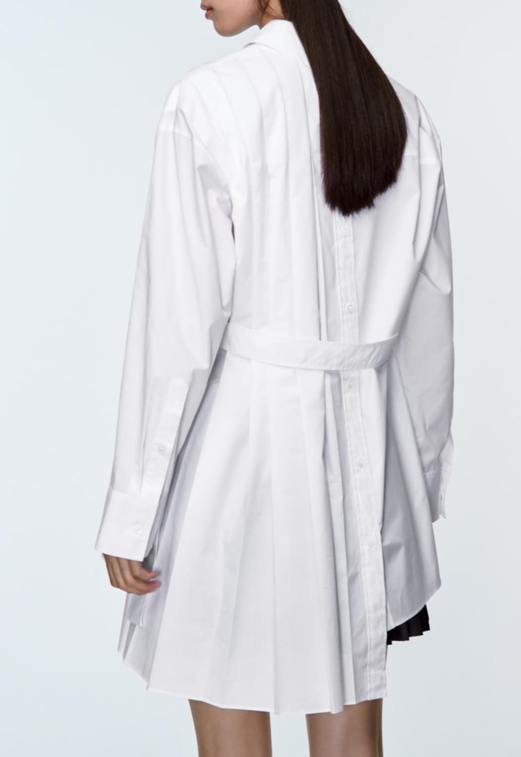 자라 화이트 셔츠 플리츠 언밸런스 포플린 상품이미지4