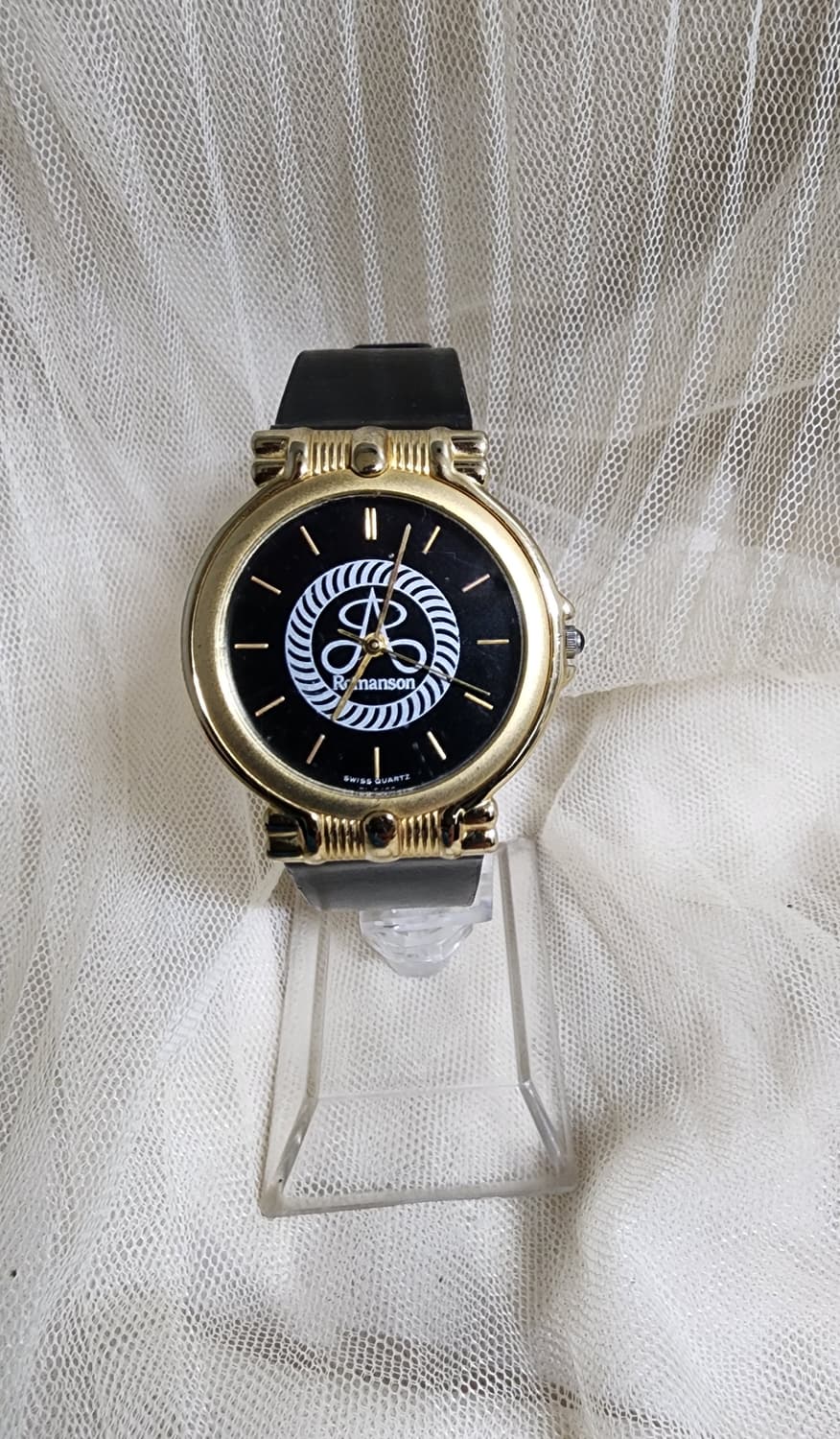 빈티지 로만손 골드 블랙 가죽 시계 상품이미지1