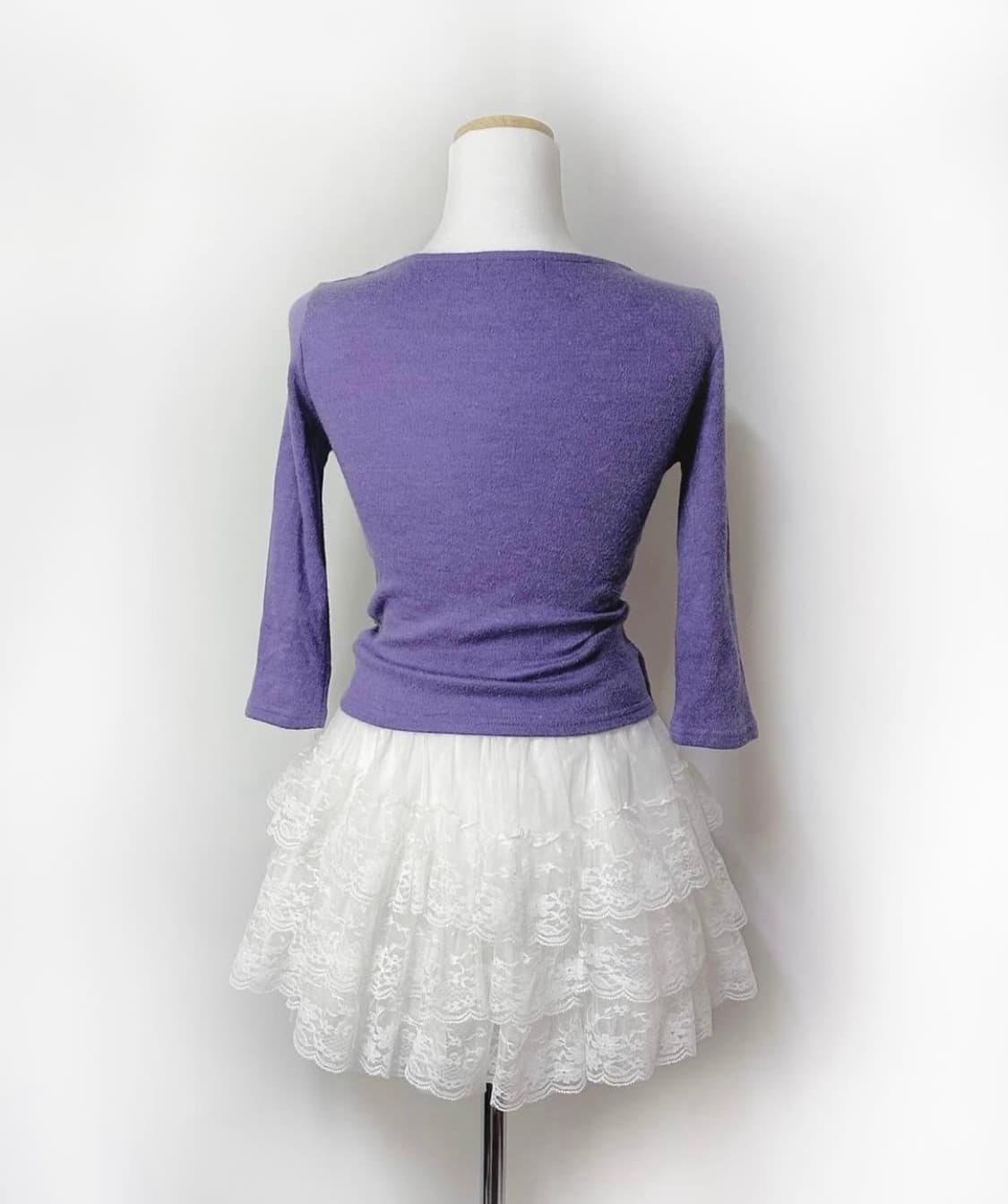 세실맥비 퍼플 레이스 셔링 탑 7부 니트 페어리 바이올렛 보라 오네갸루 상품이미지3