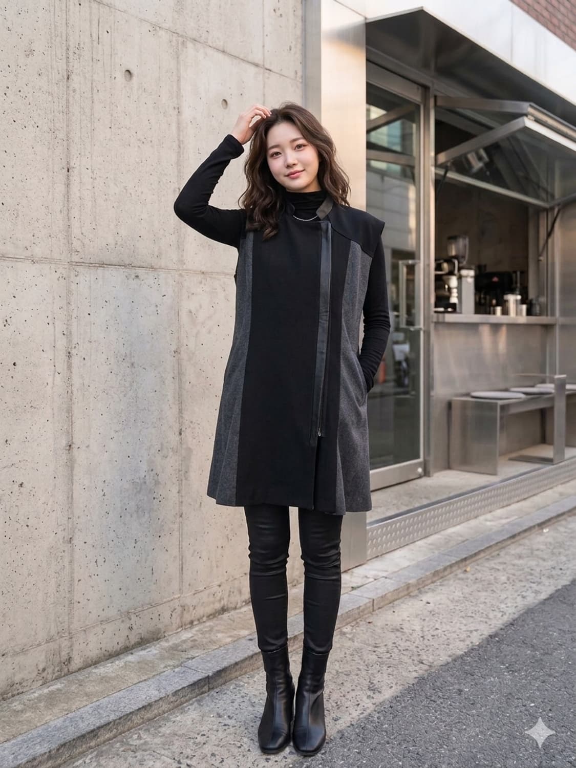 SYSTEM 시스템 배색 울 롱 베스트 조끼 상품이미지1