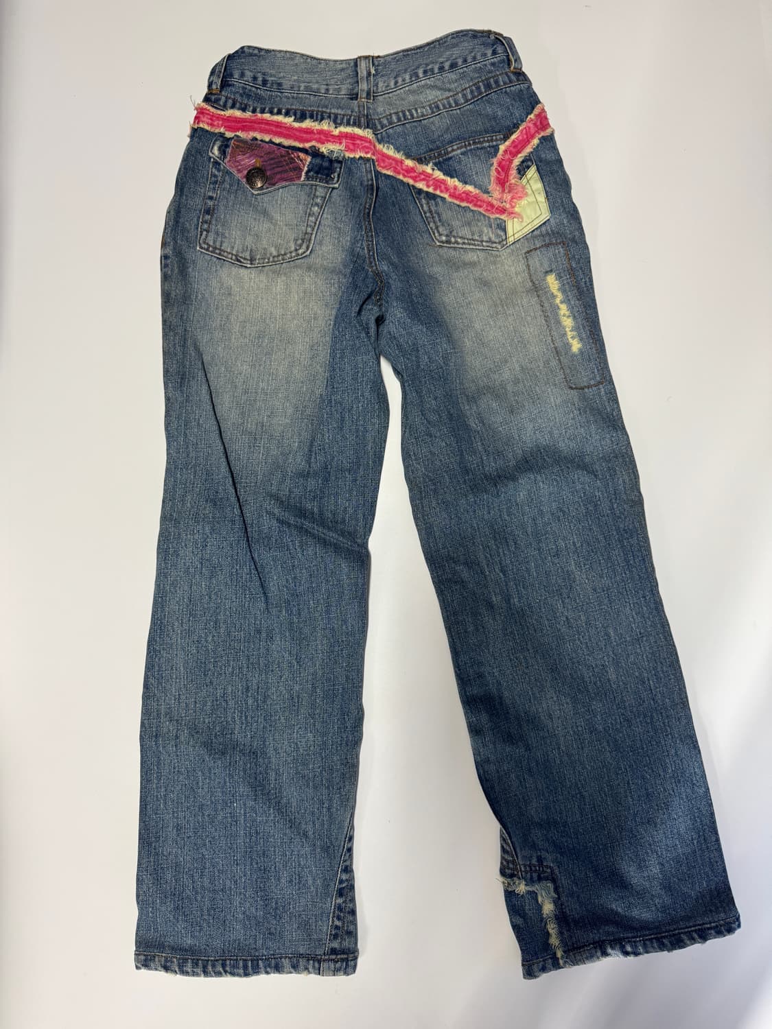 여성 90s Y2K 빈티지 패치워크 세미 와이드 데님팬츠 상품이미지2