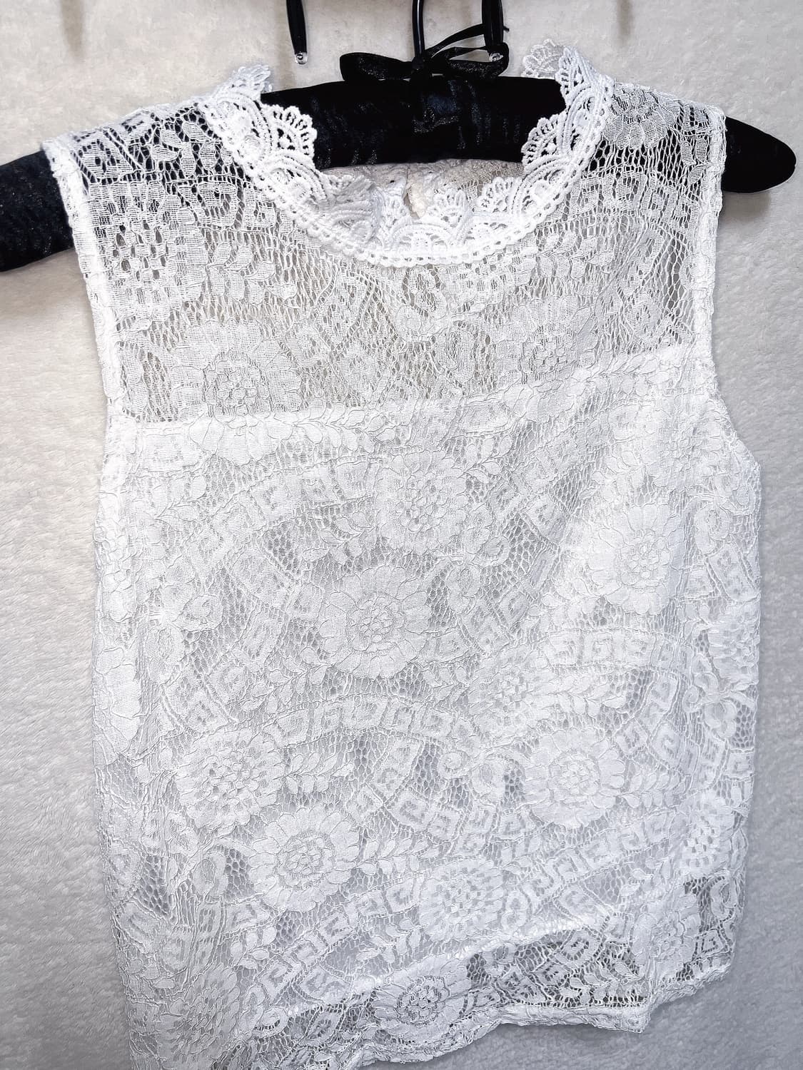 로맨틱고딕 엔젤릭 로걀 갸루 화이트 레이스 홀터 슬리브리스 나시 페어리 상품이미지9