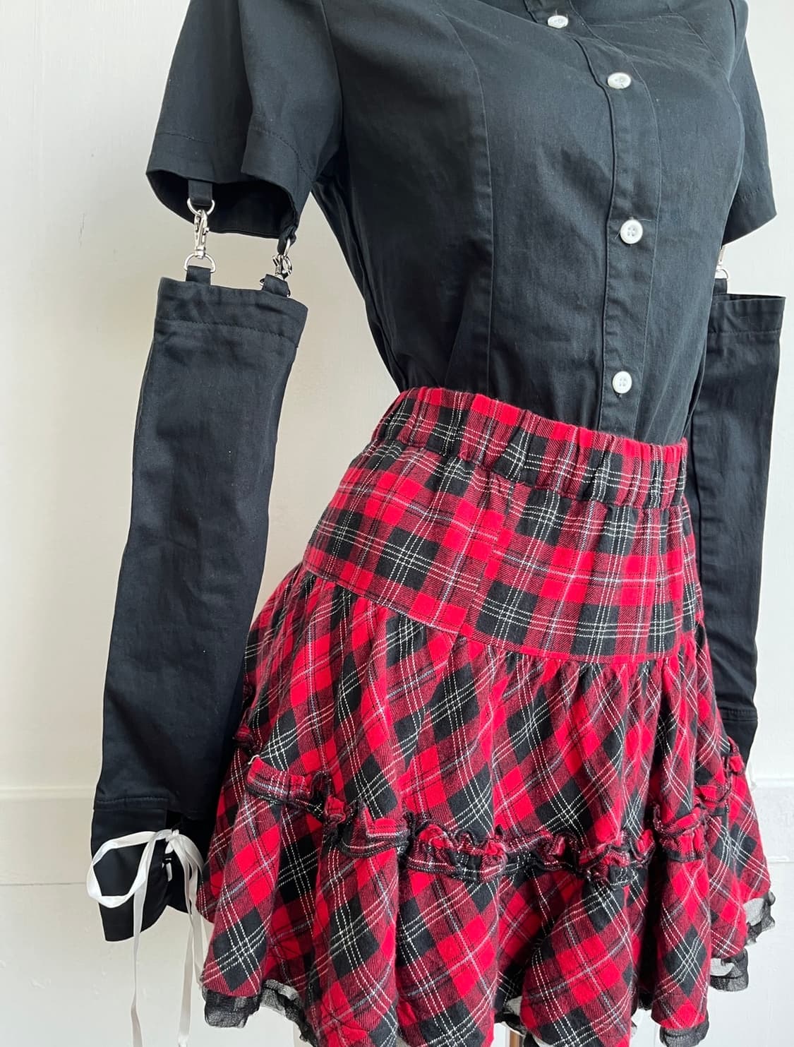 BODY LINE 고스 크로스 코르셋 셔츠 상품이미지8