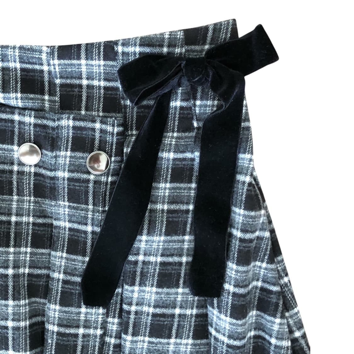 setupexe check wrap skirt black 상품이미지2