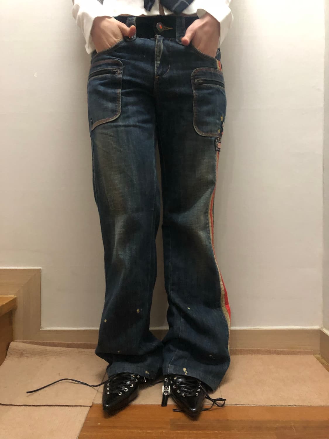 빈티지 EXR 데님 패치 팬츠 상품이미지5