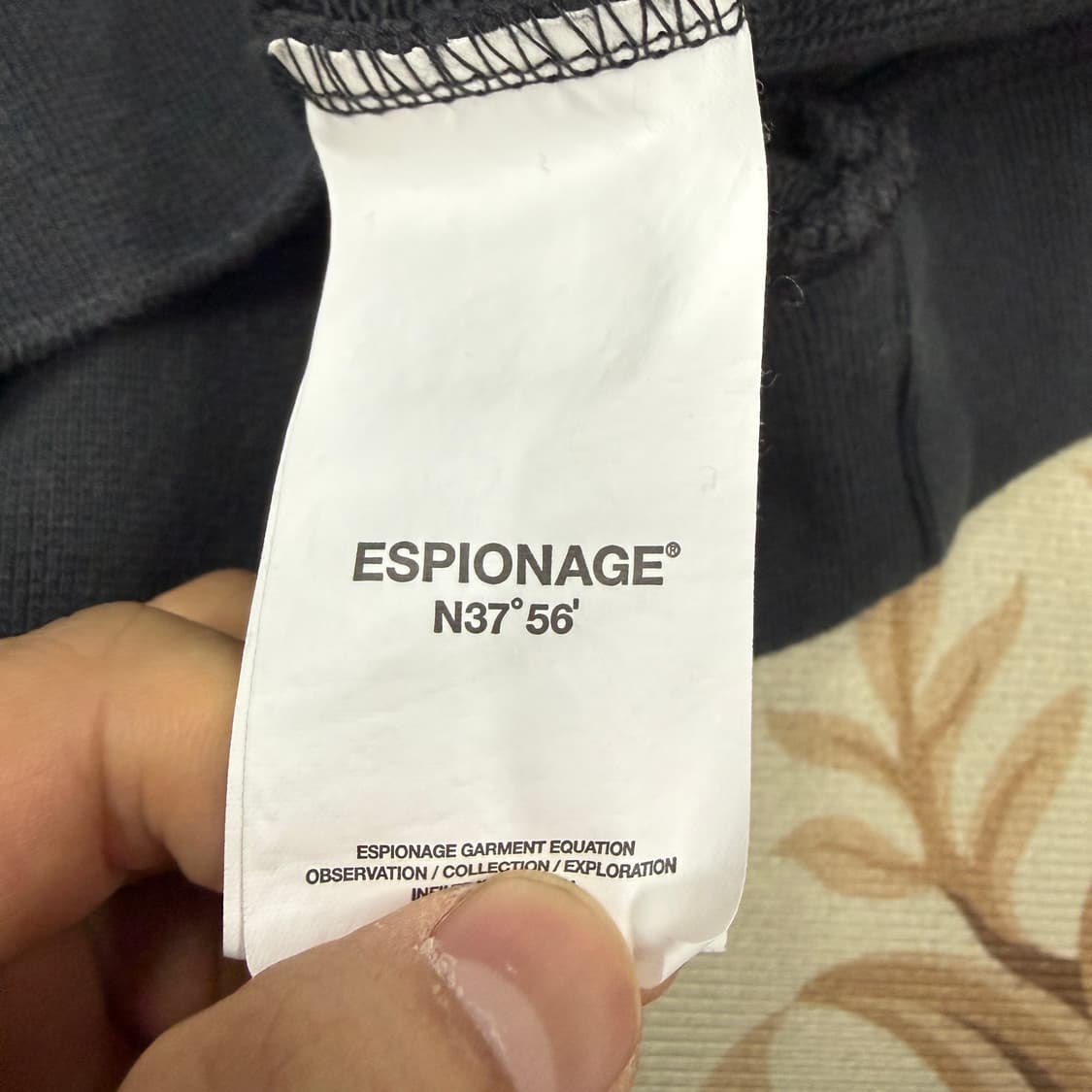 (M)에스피오나지 Espionage 엠브로이드 후드티셔츠(차콜) 상품이미지3