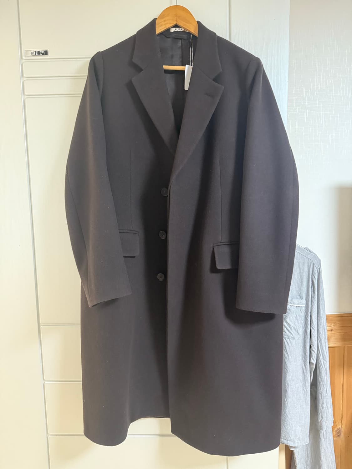 오라리 21aw 더블 라이트 멜튼 코트 3사이즈 다크브라운 상품이미지2