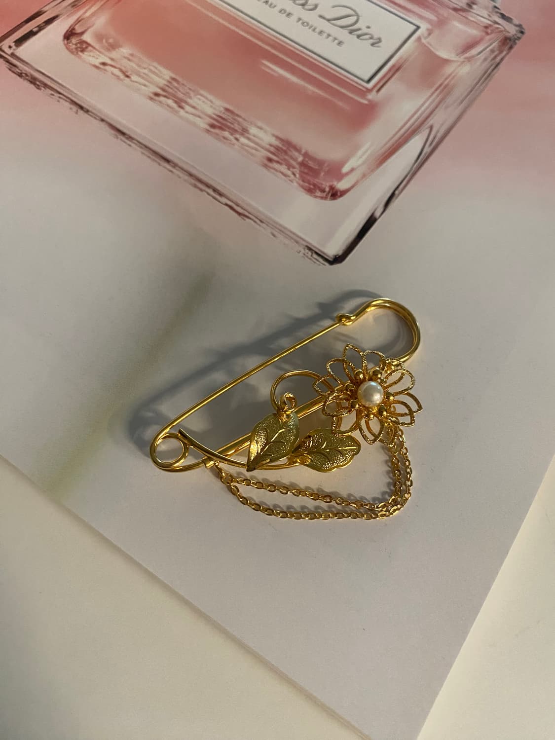 빈티지 골드 플라워 진주 브로치 상품이미지2