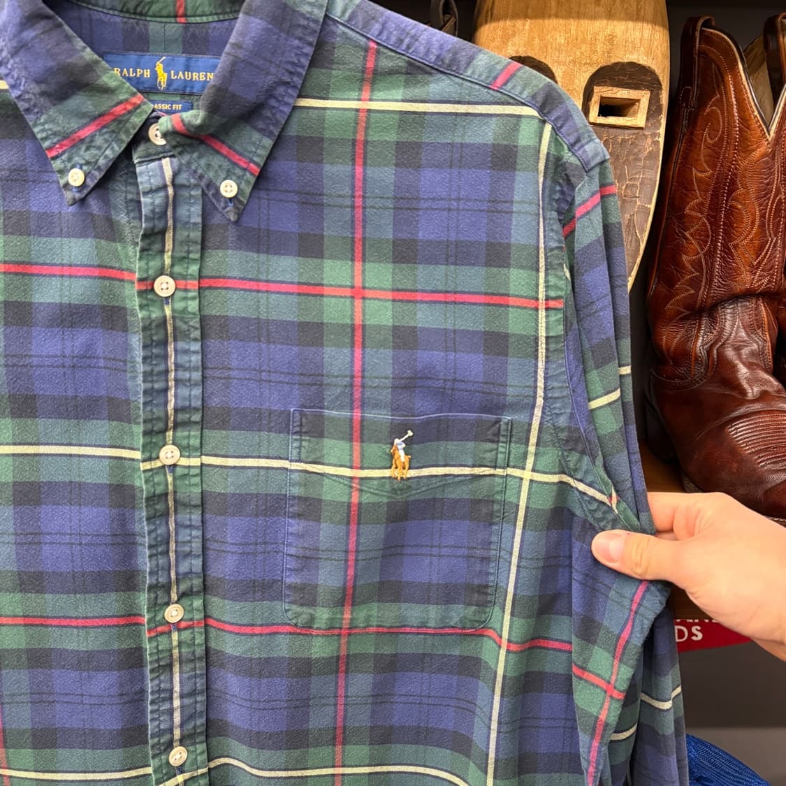 폴로 신형라벨 클래식핏 로고포켓 타탄체크 옥스포드 셔츠 N333 상품이미지5