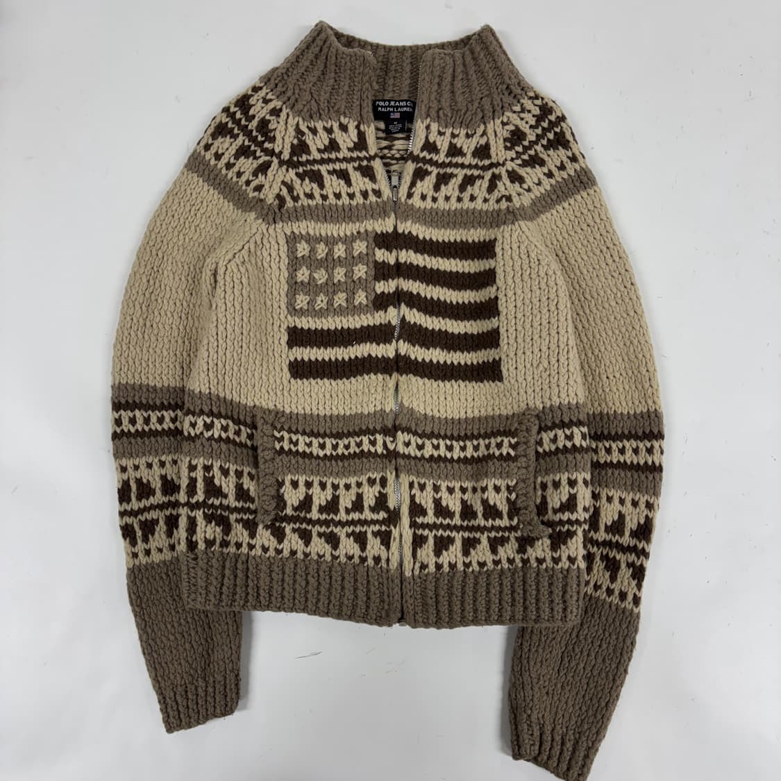 폴로 진스 성조기 코위찬 니트 집업 상품이미지4