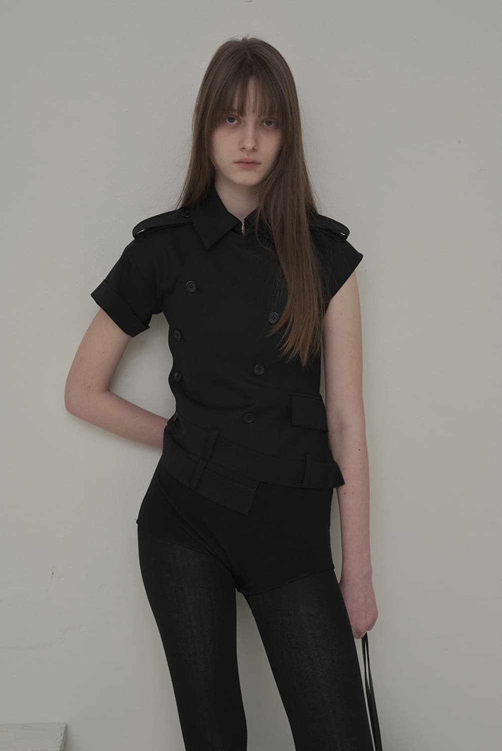 Rokh Twisted Trench Top [Black] 상품이미지2